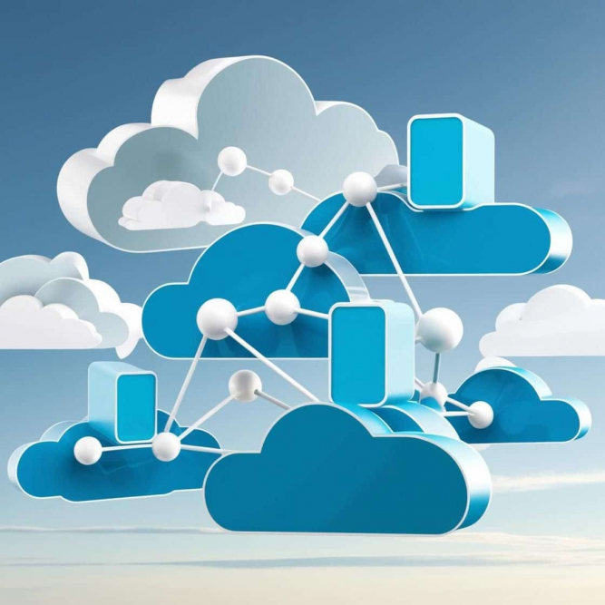 arquitectura cloud con infraestructura en la nube y servicios PaaS e IaaS